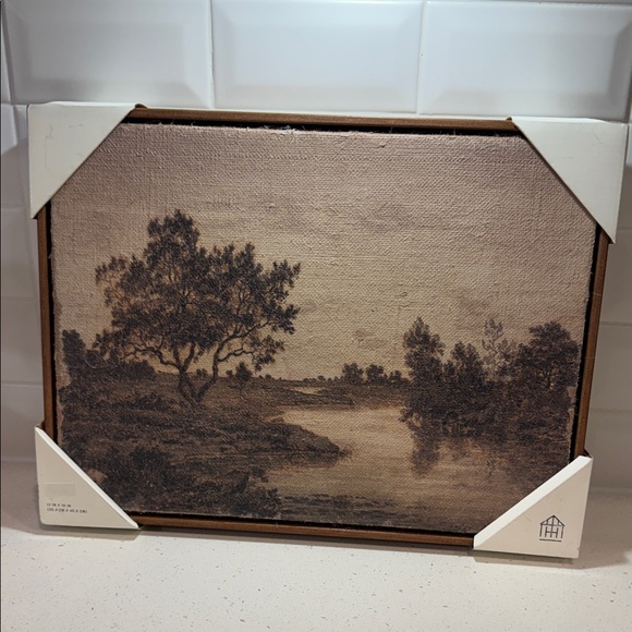 Hearth & Hand Other - Hearth & Hand New Framed Rustic Landscape Canvas Wall Art - Brown Tones